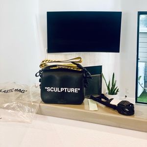 Off-White Black Leather Sculpture Binder Clip Bag